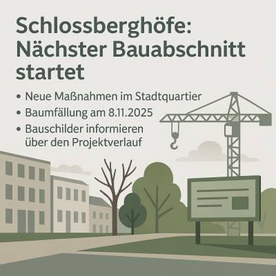 Schlossberghöfe: Vorarbeiten für zweiten Bauabschnitt starten